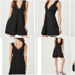 NWT Jacquard Lace-Trim Mini Dress black size medium